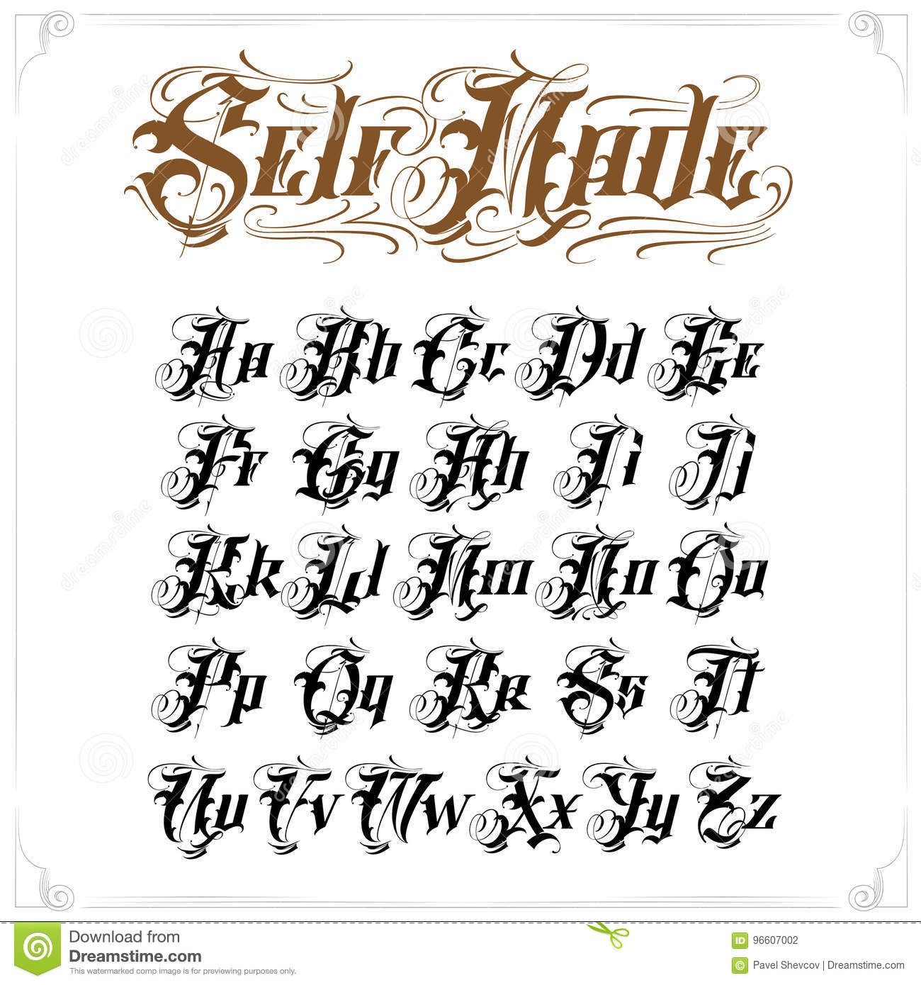 Tattoo Lettering Set Stock Vector. Image Of Style