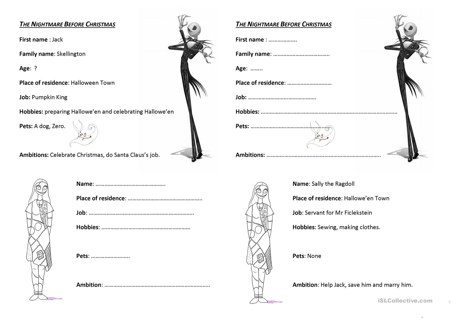 The Nightmare Before Christmas Worksheet TracingLettersWorksheets