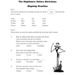 The Nightmare Before Christmas Rhyming Worksheet - English