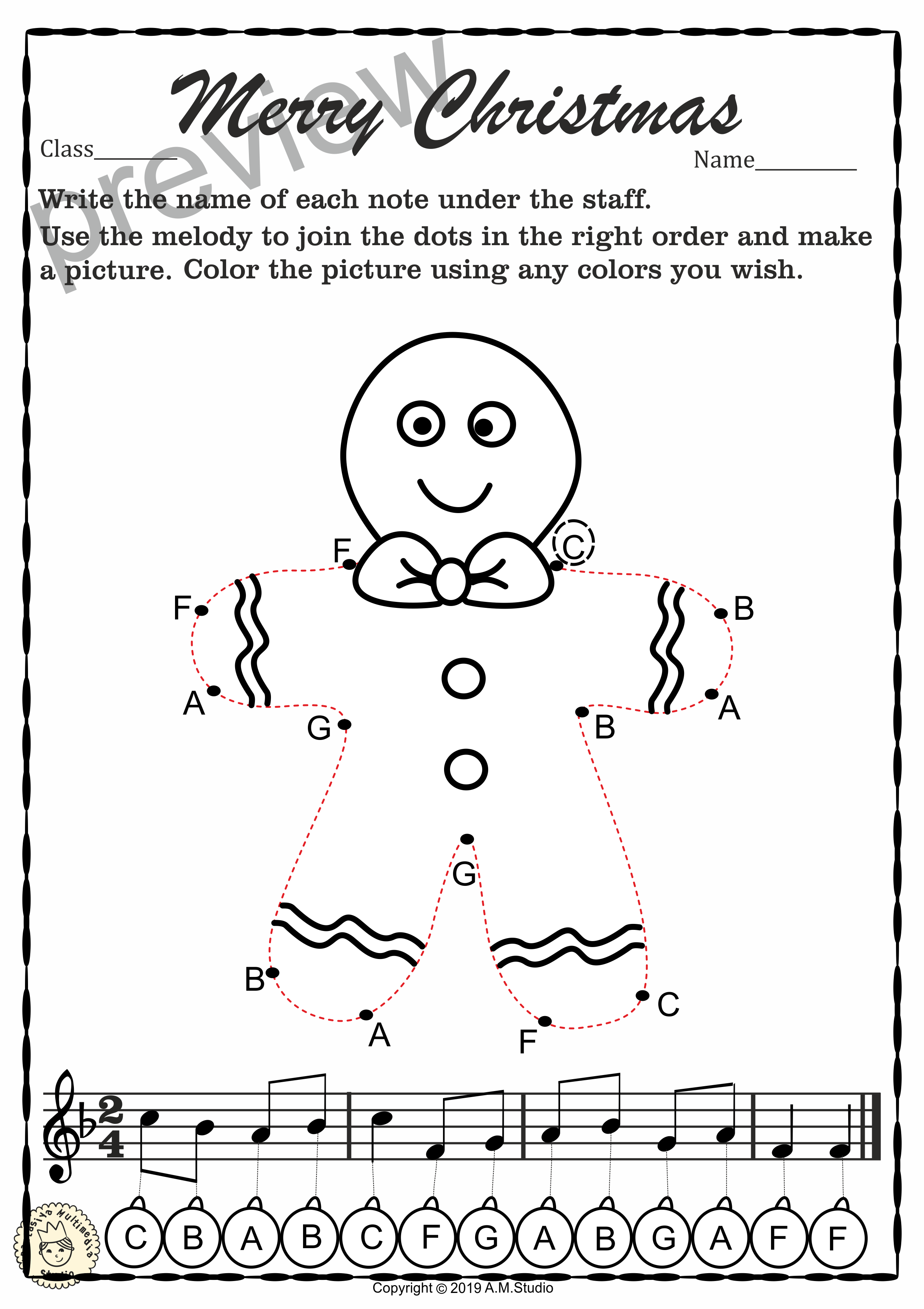 These Simple Christmas Themed Note-Reading Worksheets Can Be