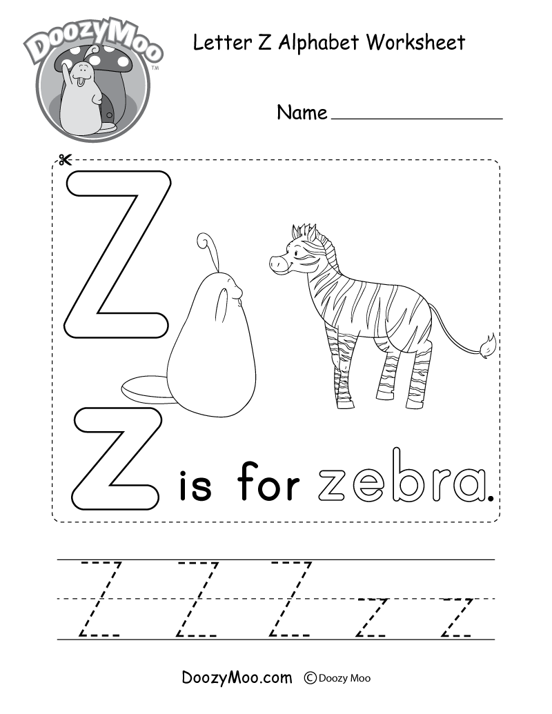 Uppercase Letter Z Tracing Worksheet - Doozy Moo