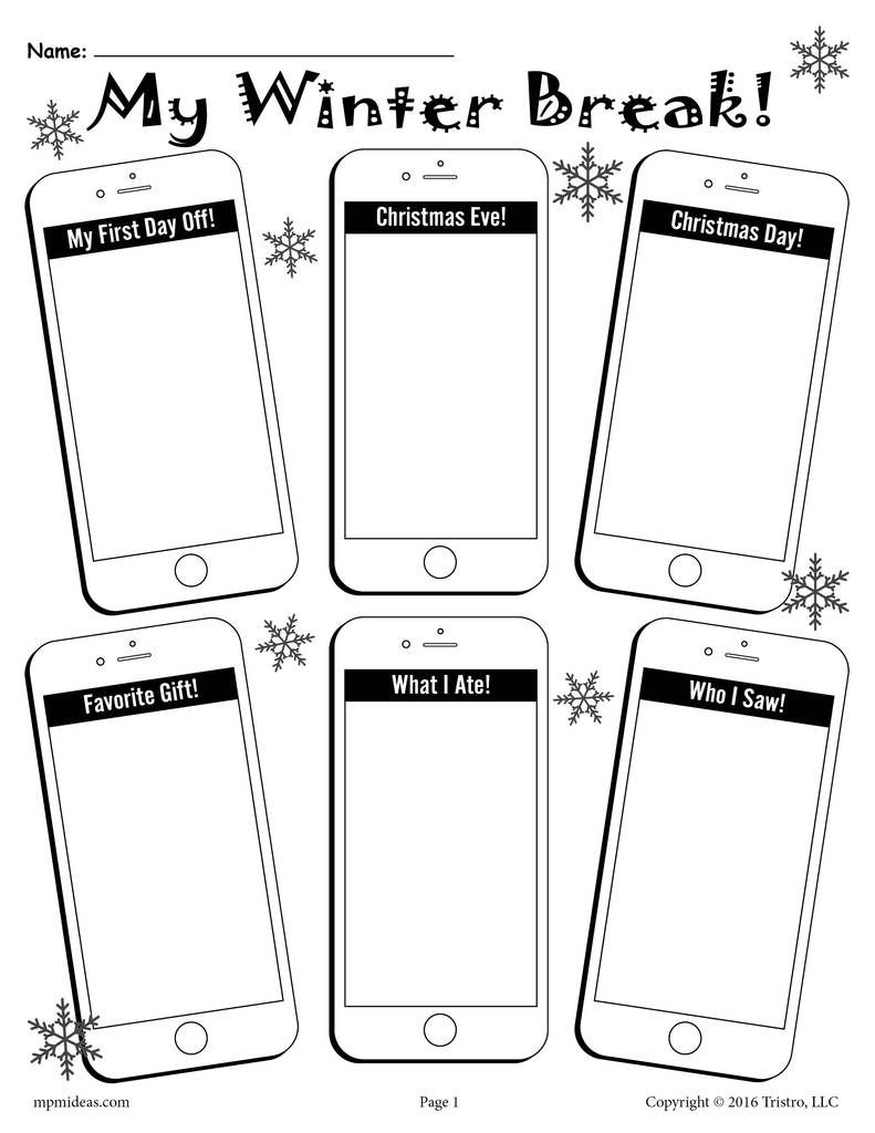 What I Did On Winter Break&amp;quot; Social Media Themed Printable