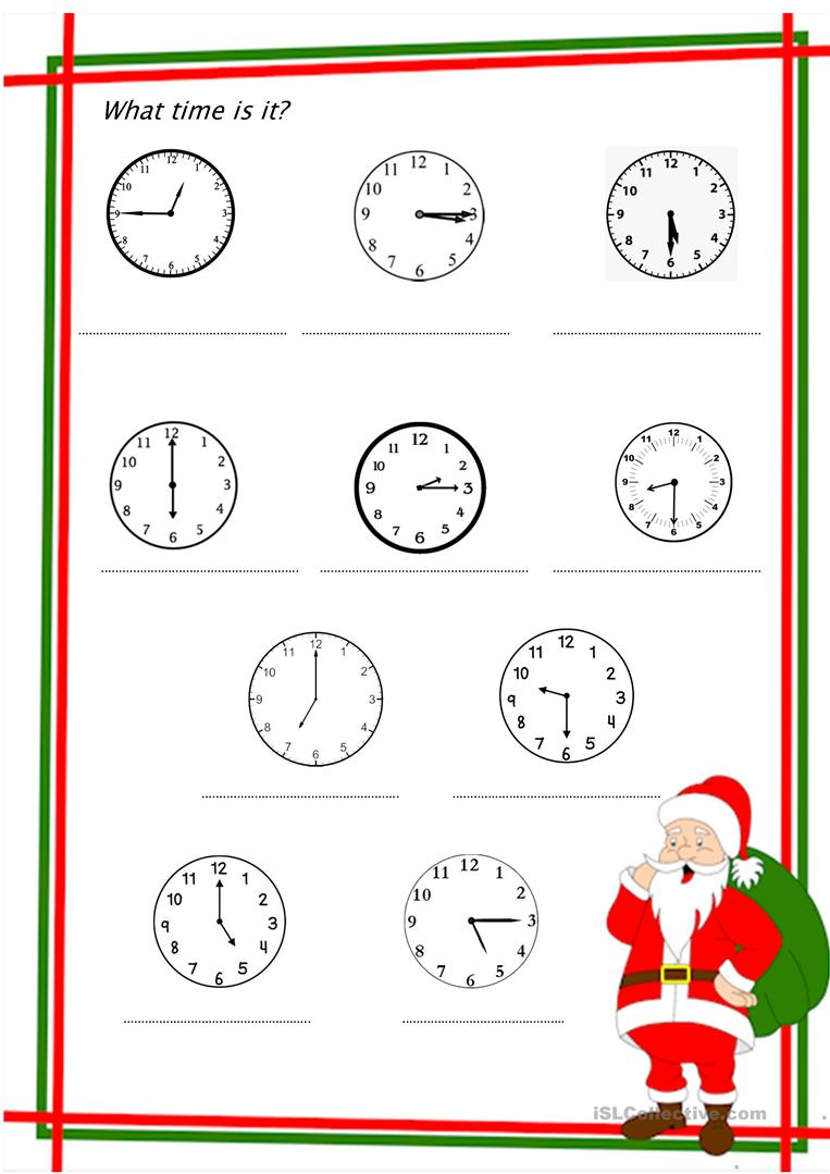 What Time Is It Christmas Edition - English Esl Worksheets