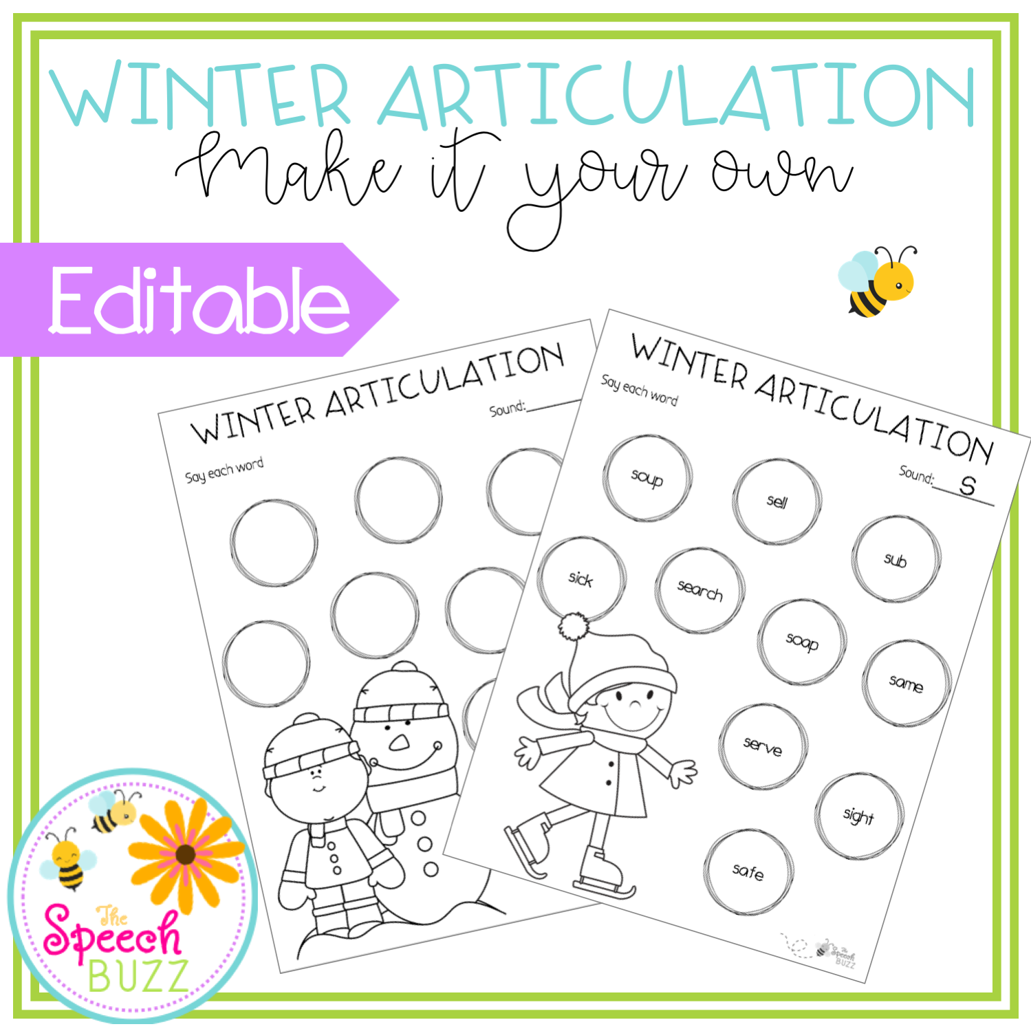 Winter Articulation - Editable | Christmas Teaching
