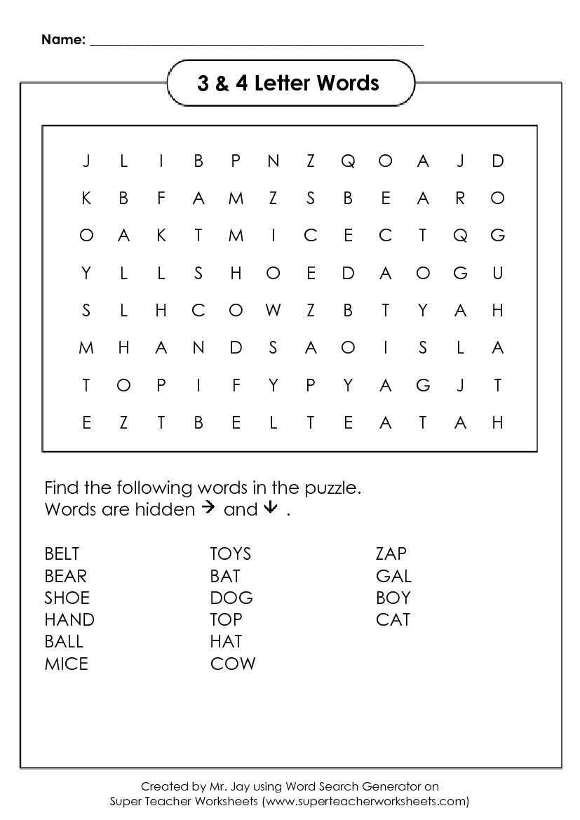 Word Search Puzzle Generator | Making Words Kindergarten