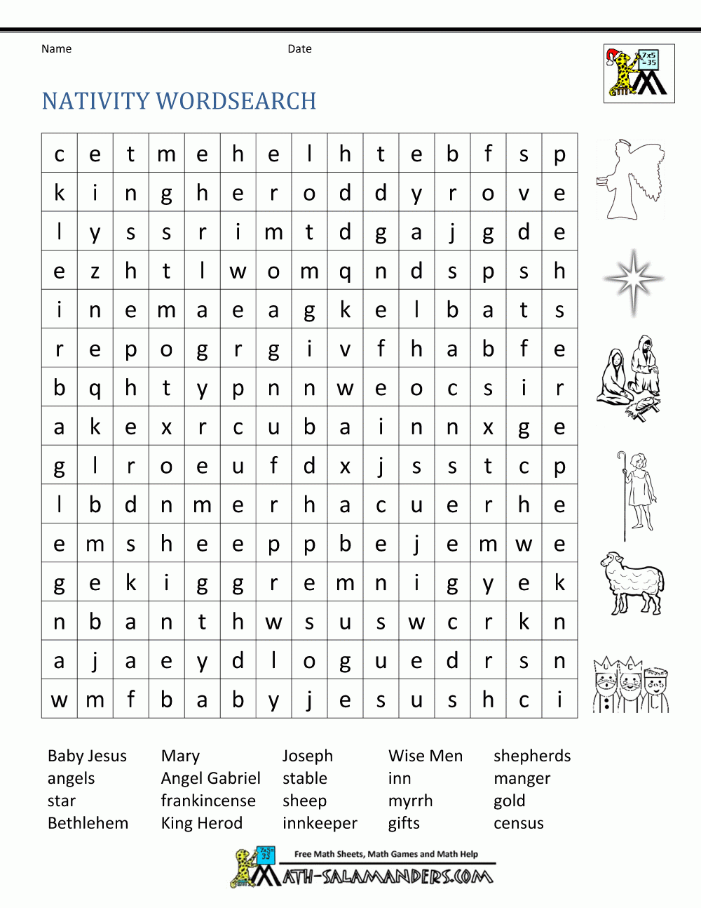 Worksheet ~ Fun Christmas Worksheets Nativity Wordsearch