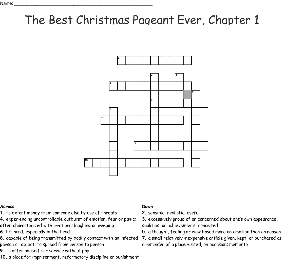 The Best Christmas Pageant Ever Printable Worksheets