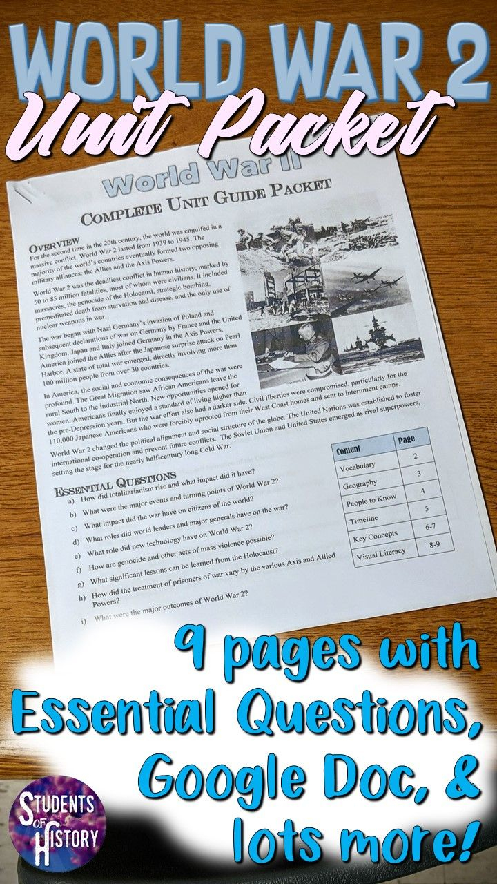 World War 2 Study Guide And Unit Packet | World History