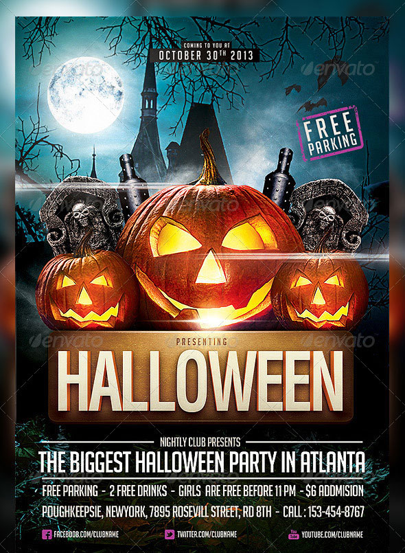 25 Hellacious PSD Halloween Flyer Templates 2015 Web 