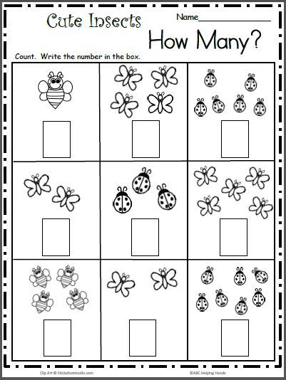 Count The Cute Insects Free Math Worksheet For K Pre K 