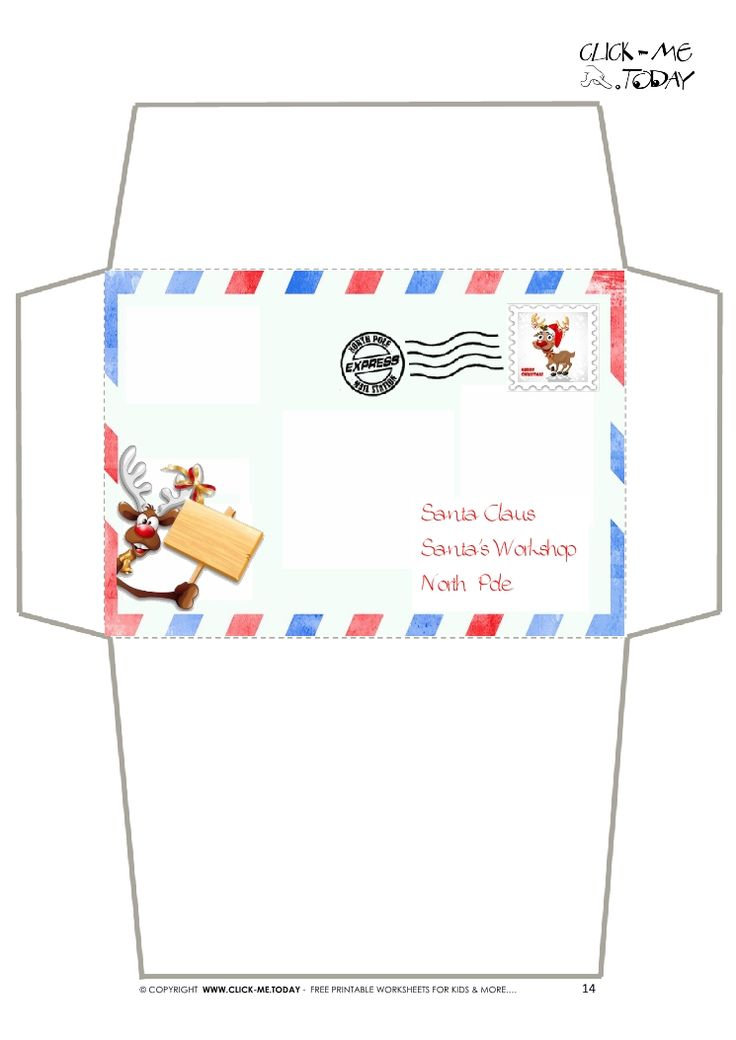 Craft Envelope Letter To Santa Claus Border Reindeer 14 