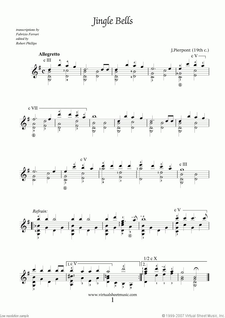Easy Christmas Guitar Sheet Music Songs Printable PDF 