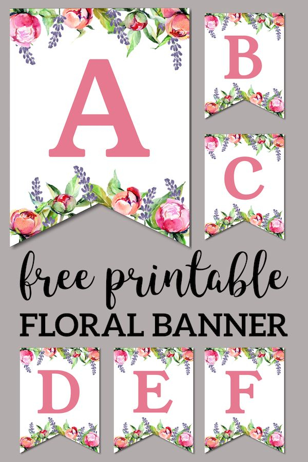 Floral Free Printable Alphabet Letters Banner Free