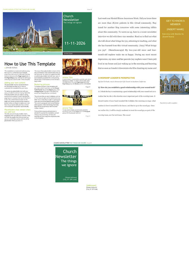 Free Church Newsletter Templates Editable In Microsoft Word