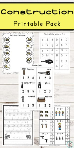 FREE Construction Themed Printable Pack Free Homeschool 