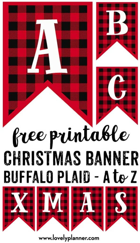 Free Printable Buffalo Plaid Christmas Banner Letters 