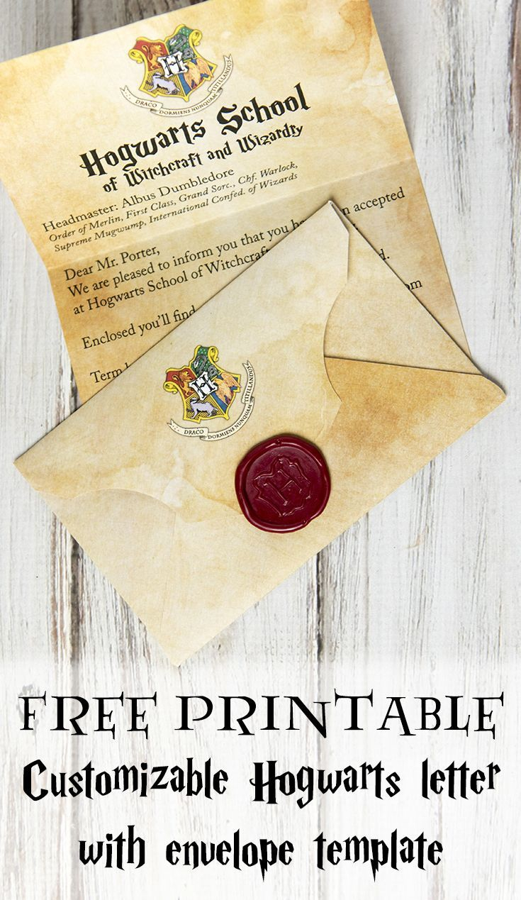 Free Printable Customizable Hogwarts Letter And Envelope 
