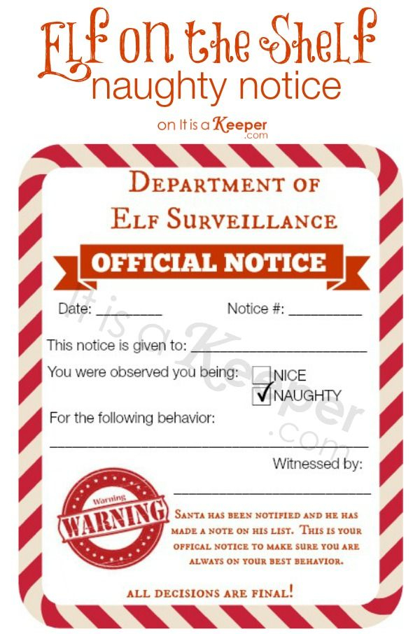 Free Printable Elf On A Shelf Naughty Nice Notices In 