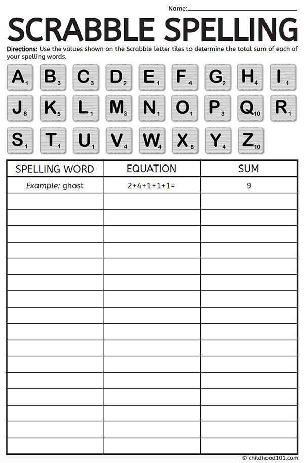Free Printable Scrabble Spelling To Revise Any Spelling 