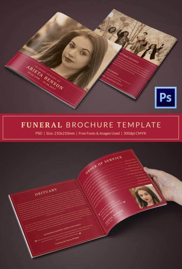 Funeral Program Template 23 Free Word PDF PSD Format