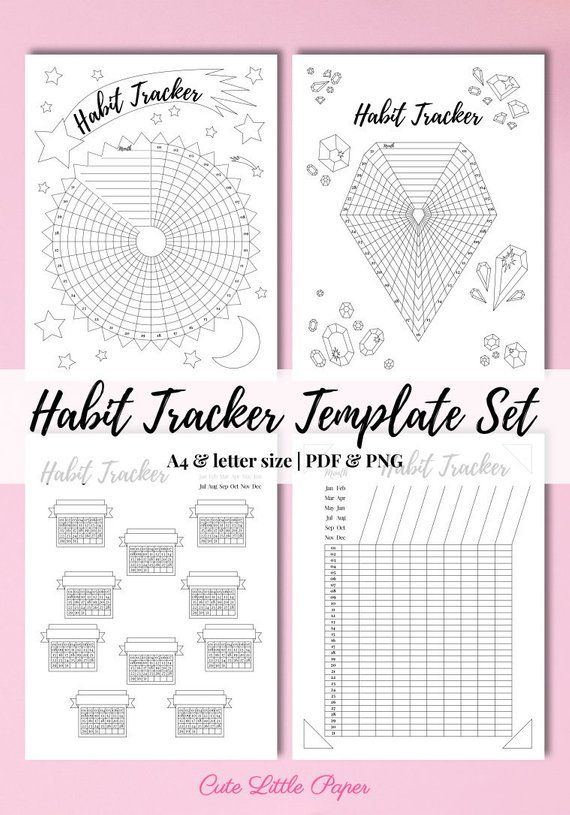 Habit Tracker Template Set Monthly 31 Day Routine Log 