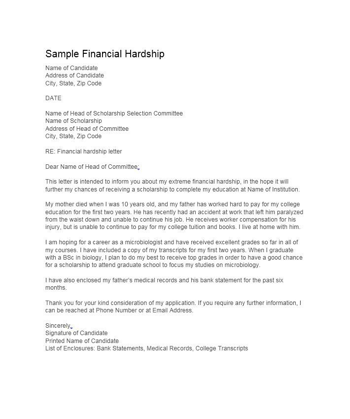 Hardship Letter Template 19 Lettering Financial Check 