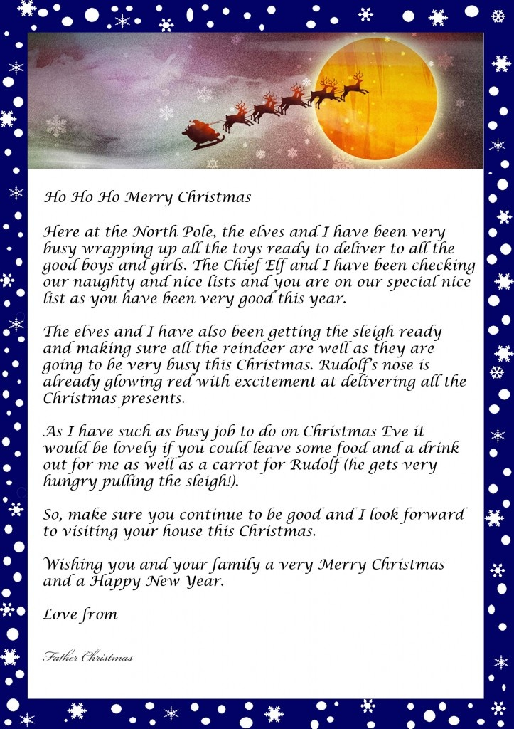 Letter From Father Christmas Free Printable Template 