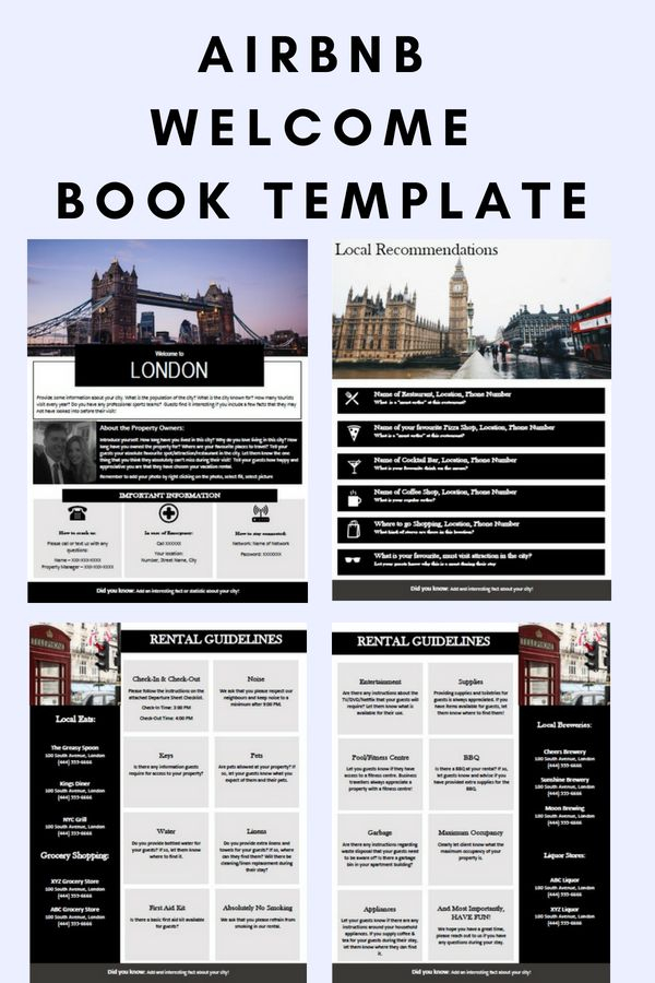LONDON Welcome Book England Guest Book Airbnb 