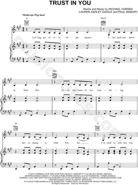 Print And Download Trust In You Sheet Music By Lauren