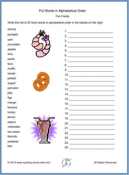 Put Words In Alphabetical Order Worksheets Alphabetical 