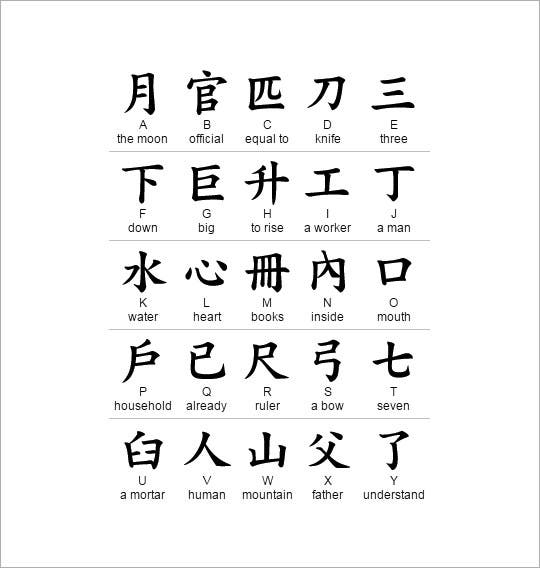 18 Free Chinese Alphabet Letters Designs Free 