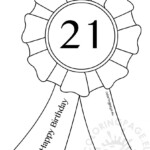 21st Birthday Award Ribbon Template Coloring Page