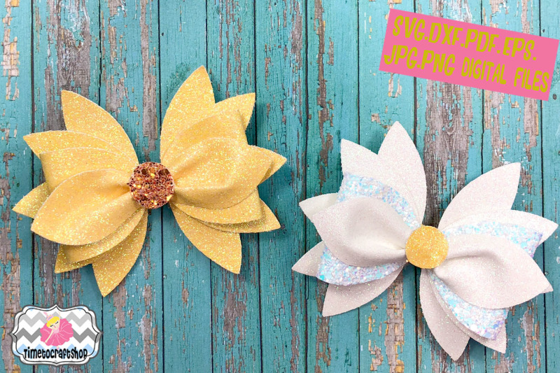 3D Daisy Hair Bow Template SVG PNG DXF PDF JPEG EPS