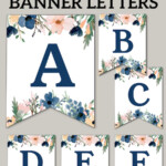 Blue Pink Floral Banner Letters Free Printable Free