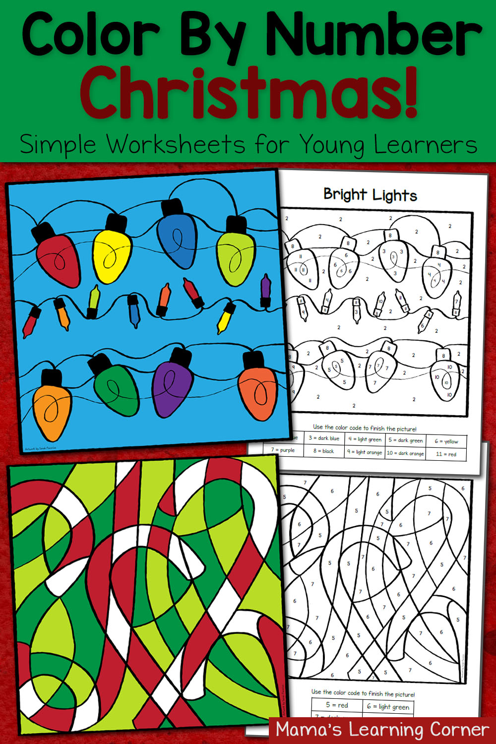 Christmas Color By Number Worksheets Mamas Learning Corner