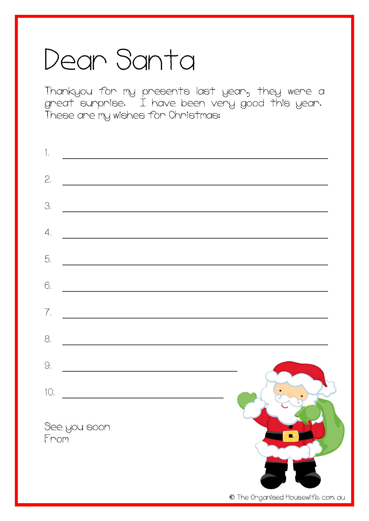  Christmas Planning Printable Kids Letter To Santa The 