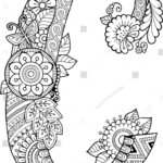 Coloring Book For Adults Floral Doodle Letter Hand Drawn