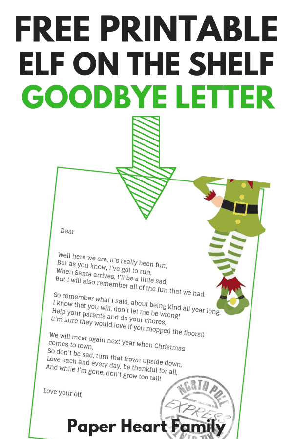 Elf On The Shelf Goodbye Letter The Perfect Elf On The