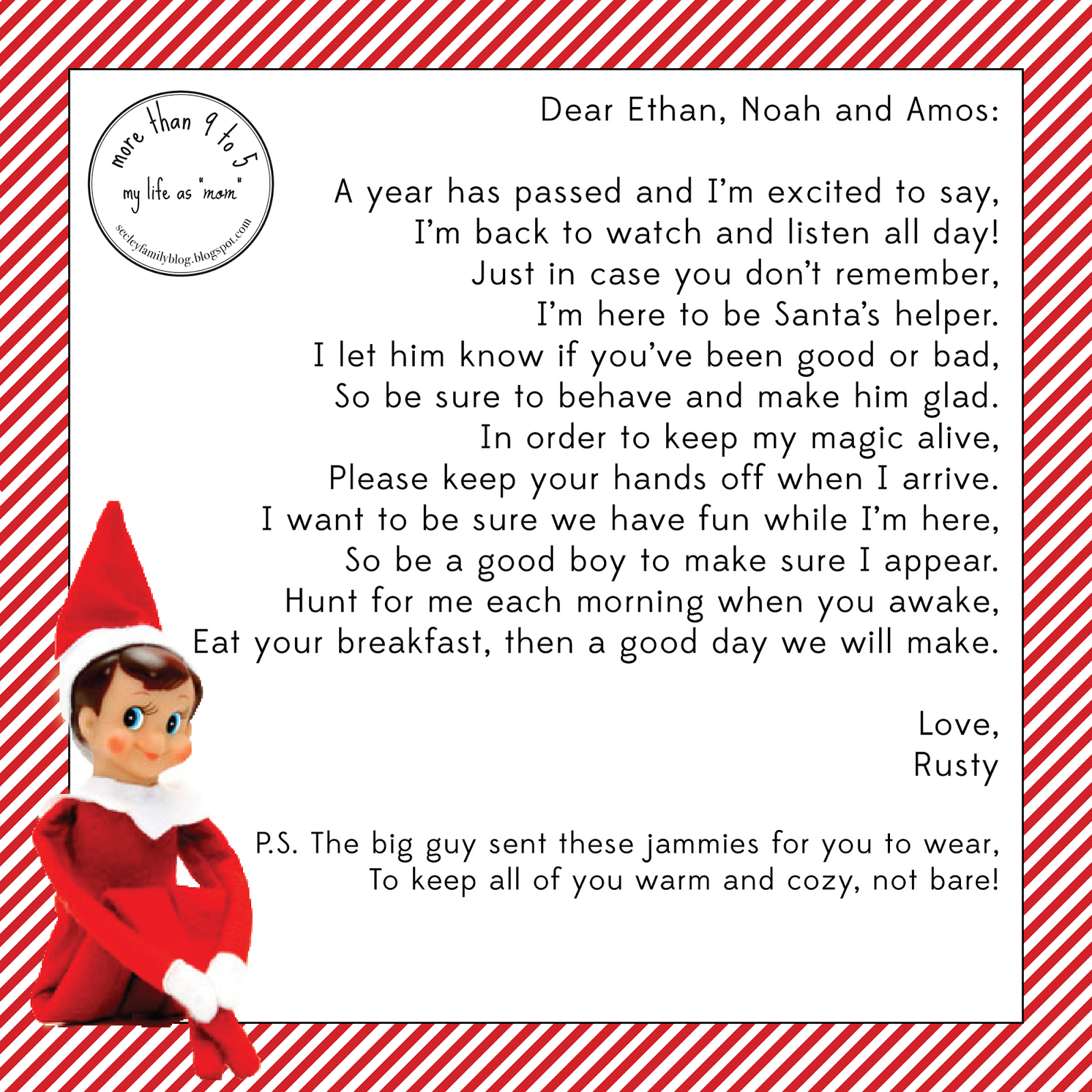 Elf On The Shelf Letter From Santa Template 