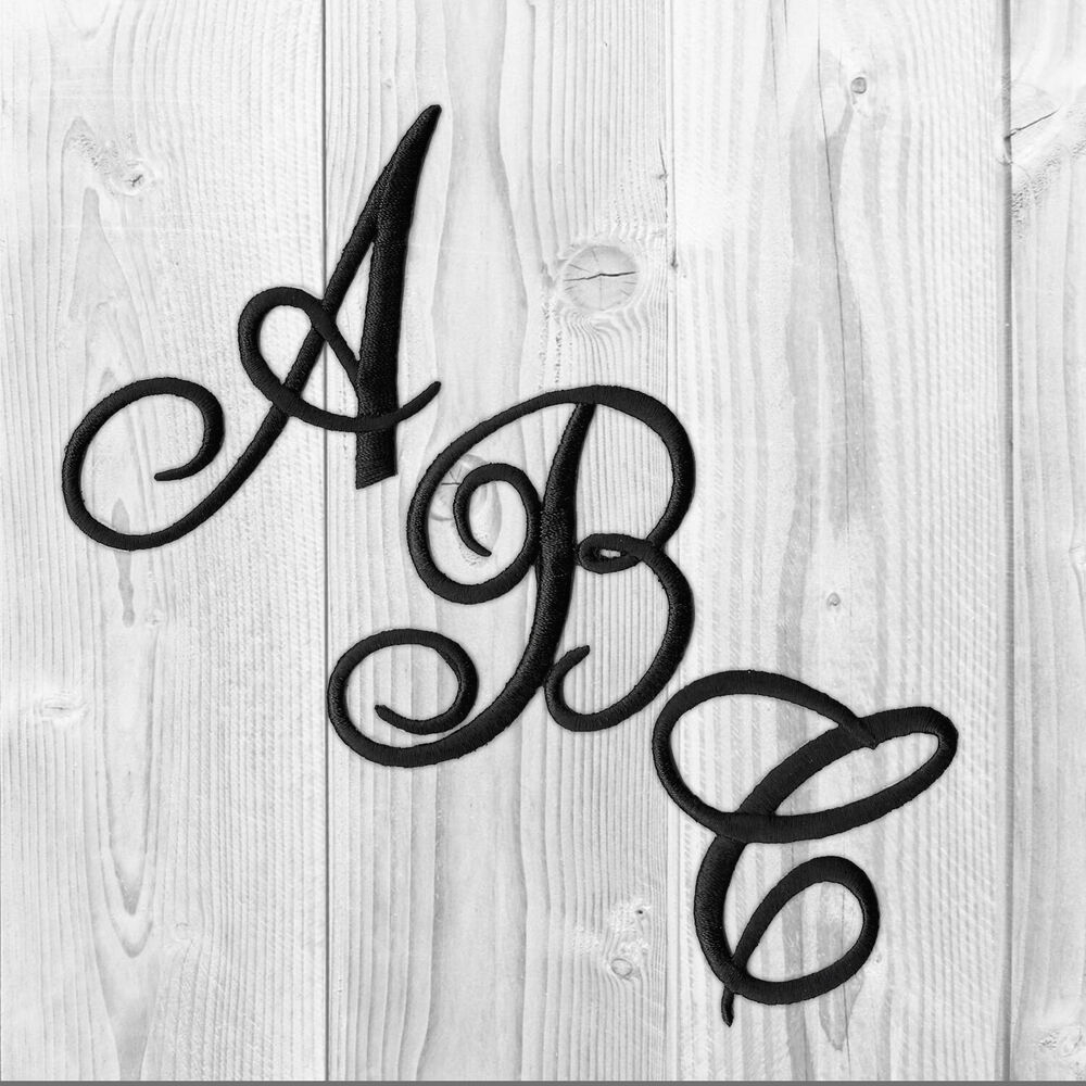 Embroidered Iron On Script Letters White Black Or Red Sold