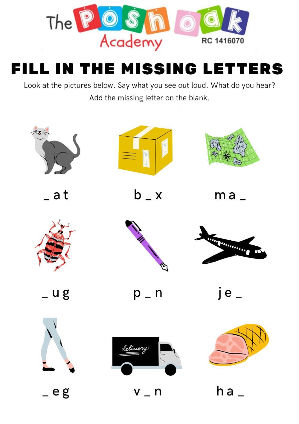 Fill In Missing Letters Interactive Worksheet
