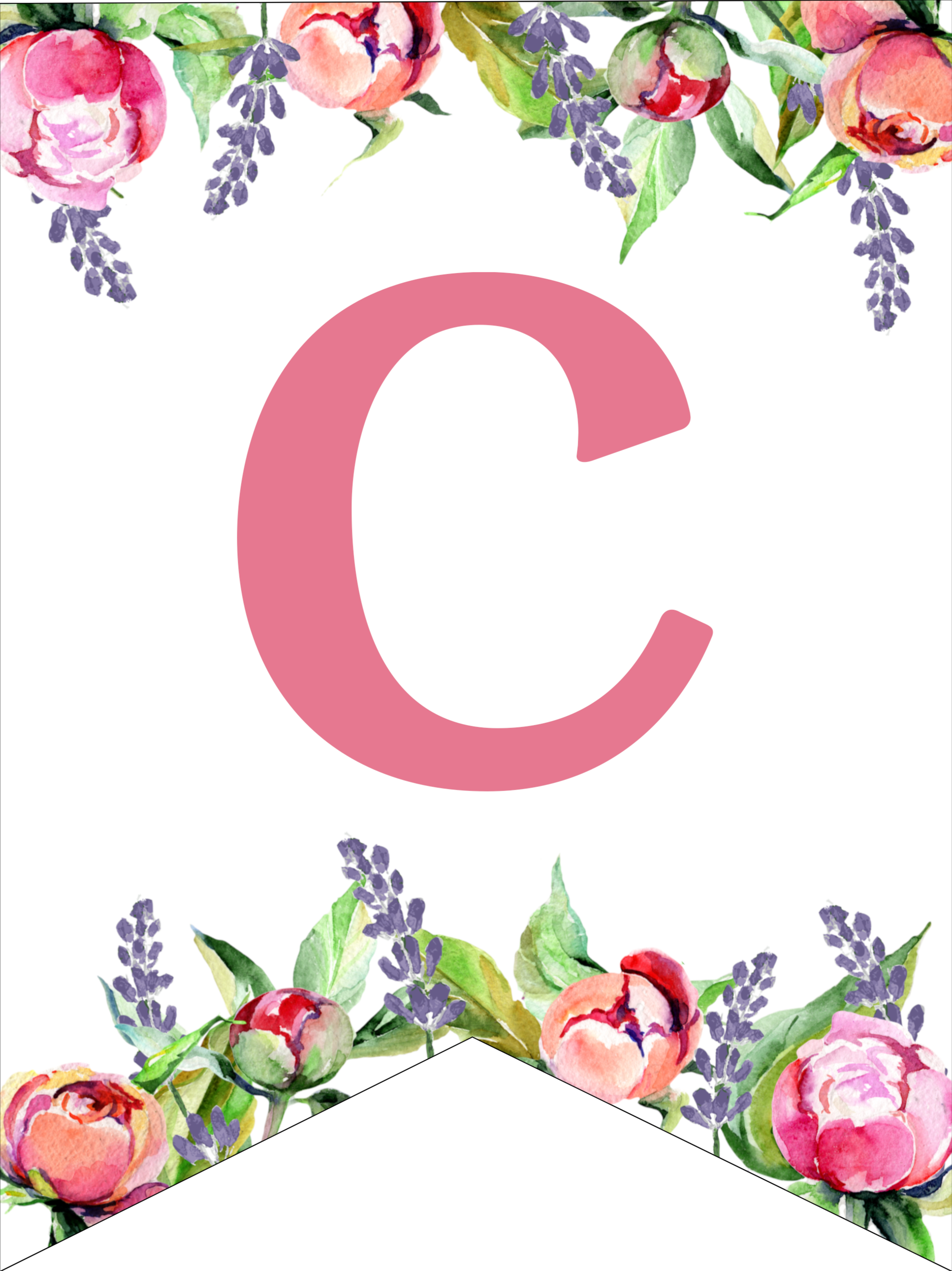 Floral Free Printable Alphabet Letters Banner Paper 