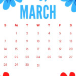 Floral March 2021 Calendar Printable Free Download