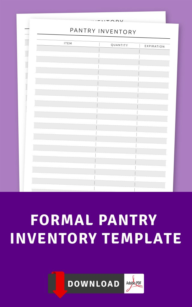 Formal Pantry Inventory Template Printable PDF