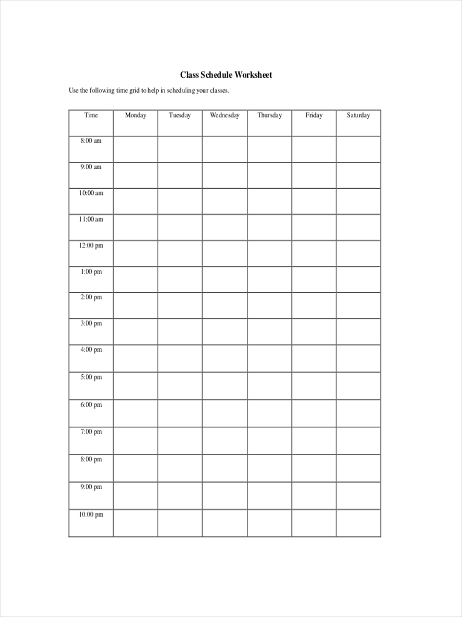 FREE 9 Classroom Schedule Examples Samples In Google 