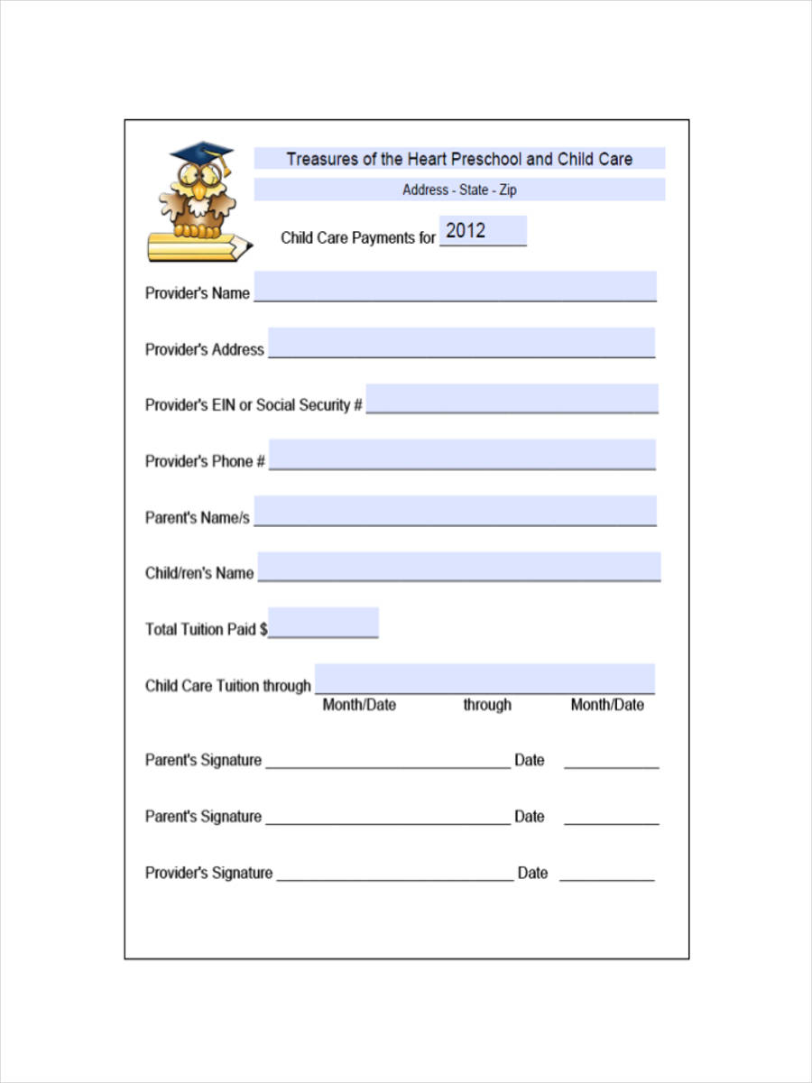FREE 9 Daycare Receipt Examples Samples In PDF DOC 