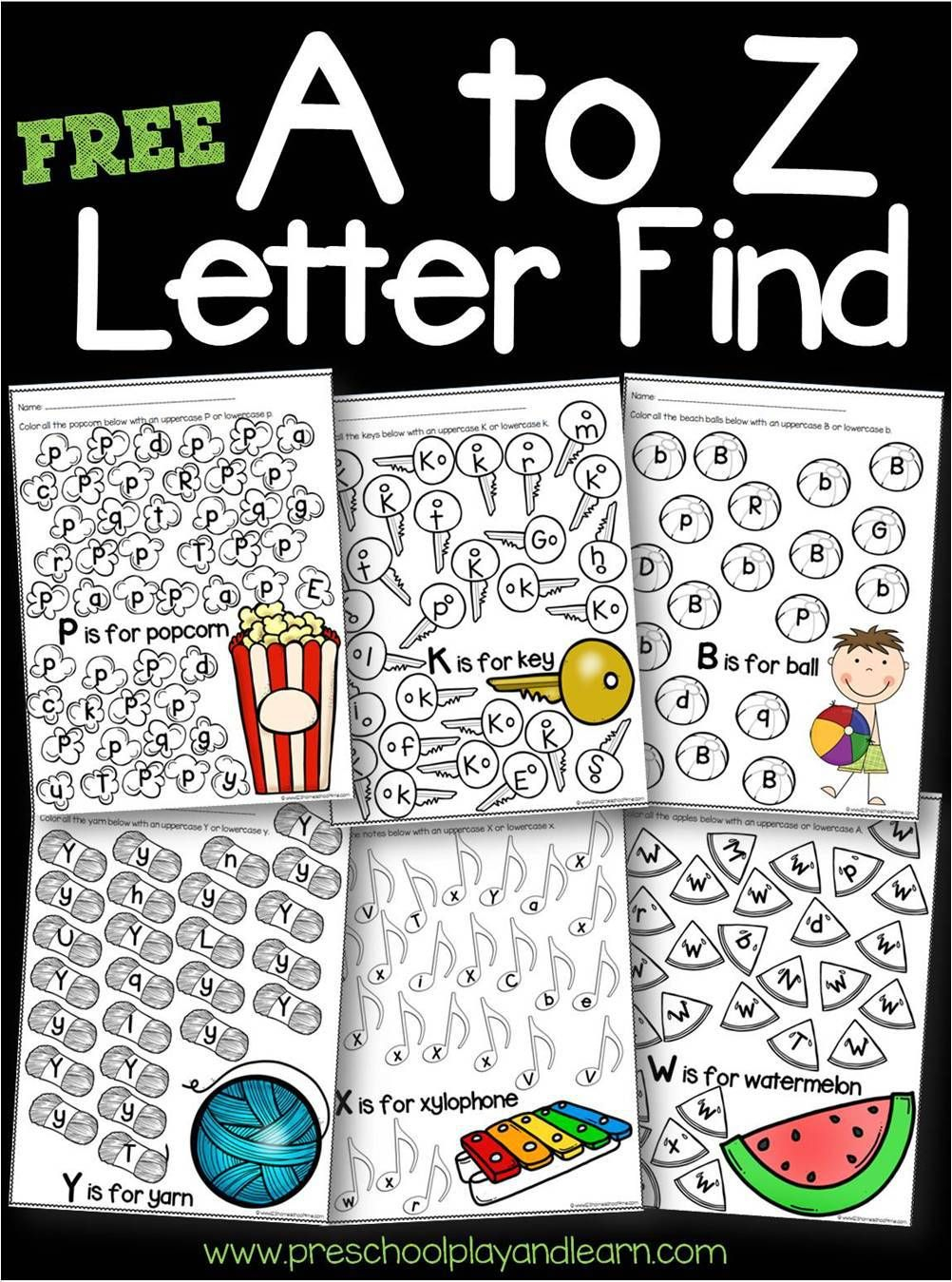 FREE A To Z Letter Find Worksheets Letter Recognition 