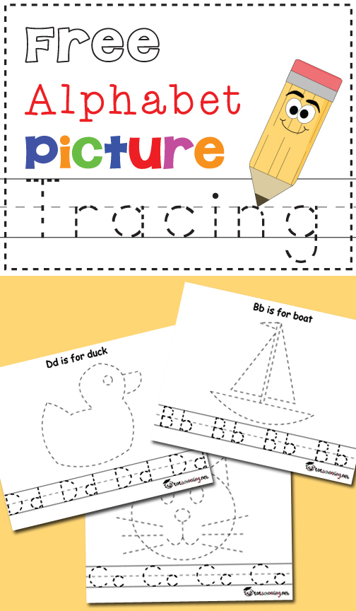 Free Alphabet Picture Tracing Printables Totschooling 