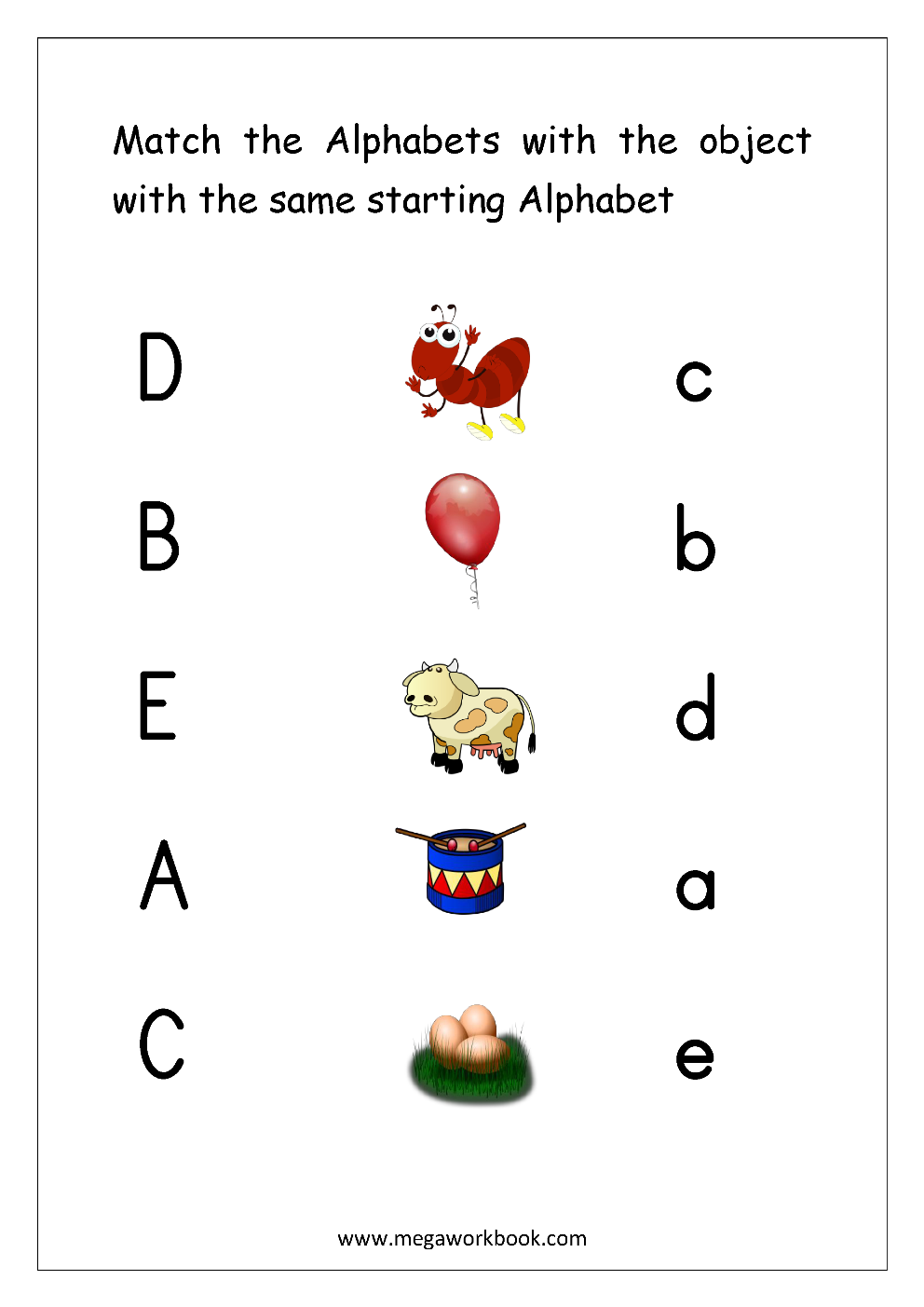 Free English Worksheets Alphabet Matching MegaWorkbook