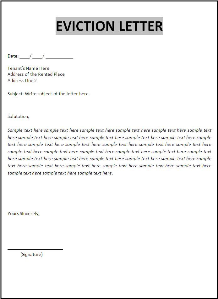 Free Eviction Letter Format Free Word Templates